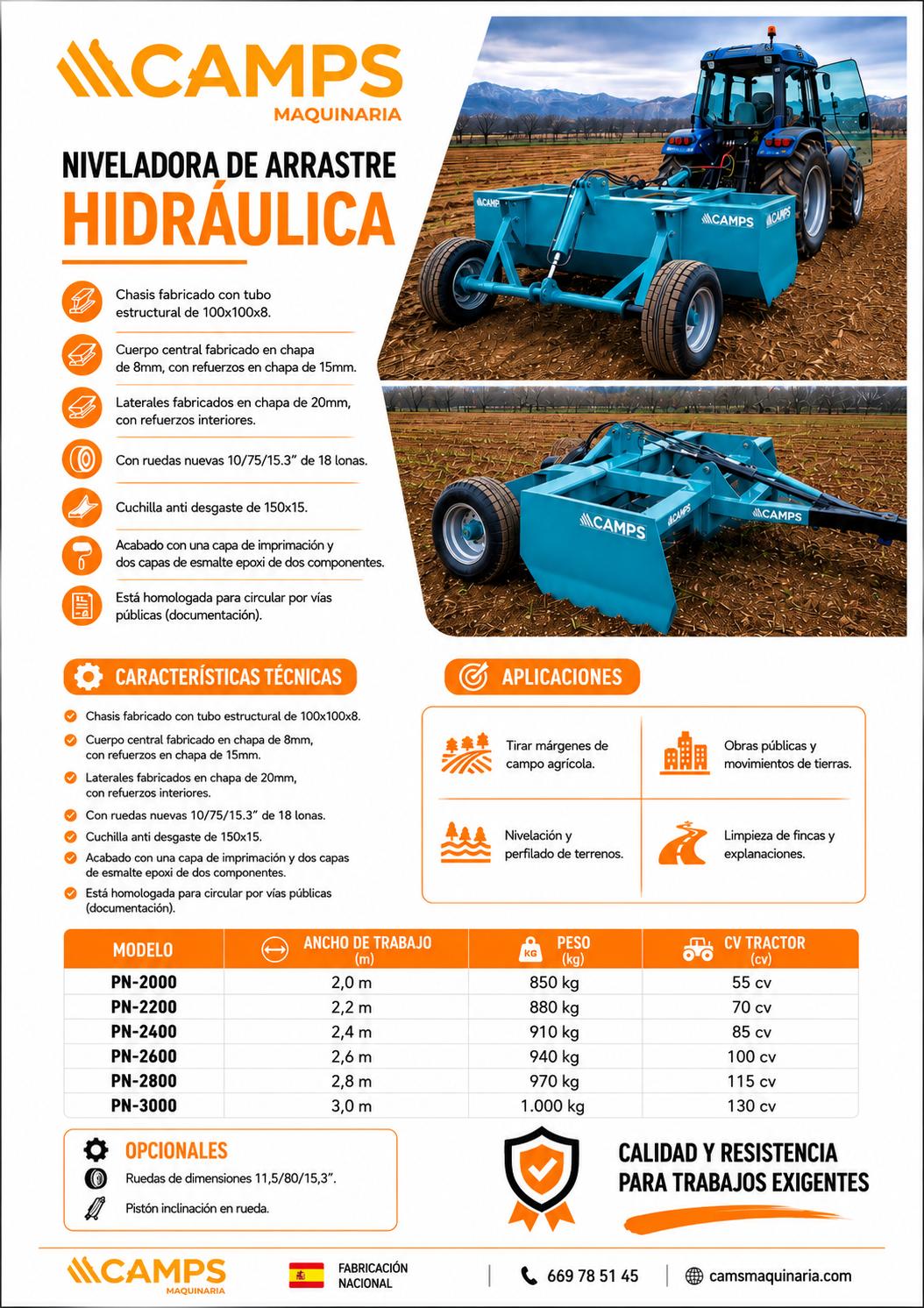 Niveladora de Arrastre Hidráulica PN